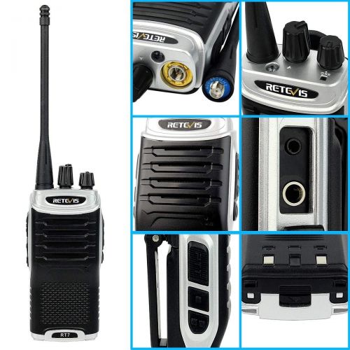  Retevis RT7 Walkie Talkies 16 CH UHF FM Radio VOX Scan Rechargeable Two Way Radio(Black Silver Side,3 Pack)