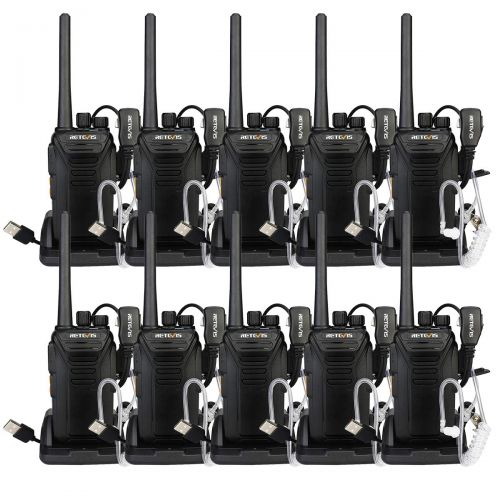 Retevis RT27V MURS Two Way radios 5 Channel VHF DCS Encryption License-Free Walkie Talkies with Covert Air Acoustic Earpiece(Black,10 Pack)