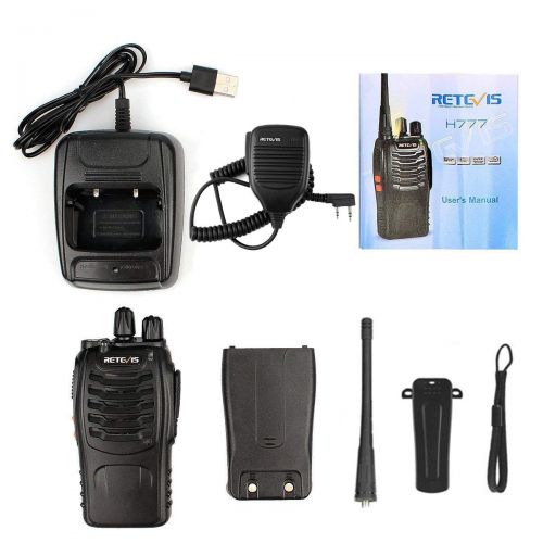  Retevis H-777 Walkie Talkies UHF Radio 16CH Single Band Flashlight 2 Way Radio Handheld Ham Radio Transceiver (2 Pack) with Speaker Mic (2 Pack) and Programming Cable