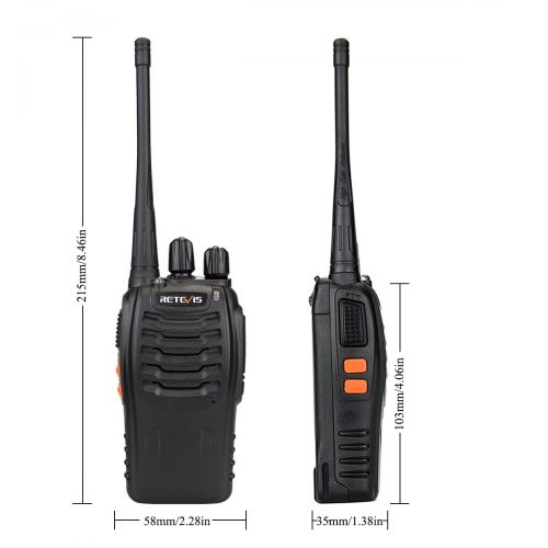  Retevis H-777 2 Way Radio UHF Flashlight CTCSSDCS Handheld Radio 16CH Walkie Talkies(4 Pack) with Speaker Mic (4 Pack)