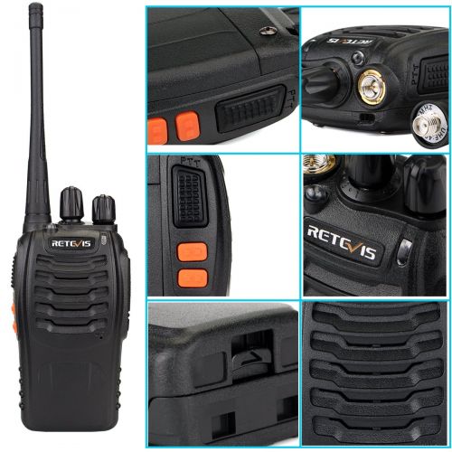  Retevis H-777 2 Way Radio UHF Flashlight CTCSSDCS Handheld Radio 16CH Walkie Talkies(4 Pack) with Speaker Mic (4 Pack)