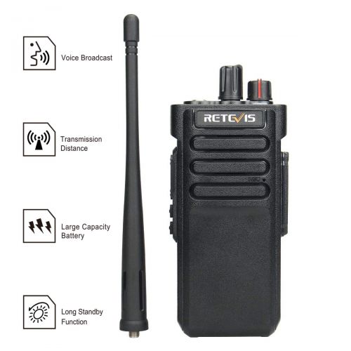 Retevis RT29 Walkie Talkies Waterproof IP67 VHF Emergency Alarm 3200mAh Long Range Security Two Way Radios for Outdoor (Black 1 Pack)