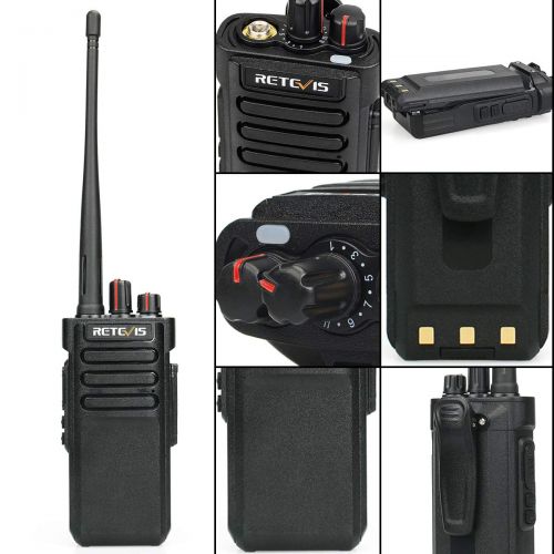  Retevis RT29 Walkie Talkies Waterproof IP67 VHF Emergency Alarm 3200mAh Long Range Security Two Way Radios for Outdoor (Black 1 Pack)
