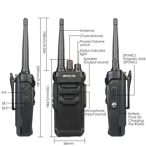  Retevis RT48 Waterproof Walkie Talkies Floating Marine Rechargeable Two-Way Radios FRS Emergency Alarm Handsfree Two-Way Radios with Earpiece(5 Pack)