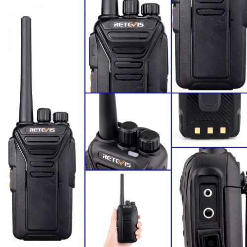  Retevis RT27 2 Way Radio Rechargeable UHF Radios 22 CH FRS Hands Free Encryption Security Heavy-Duty Walkie Talkies with Earpiece 2 Pin (5 Pack)