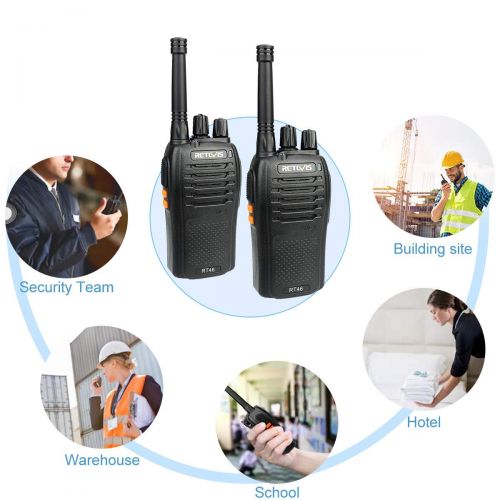  Retevis RT46 2 Way Radios Dual Power FRS Emergency Alarm Rechargeable Walkie Talkies with Earpiece and USB Charger (20 Pack)