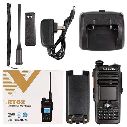  Retevis RT82 DMR Radios Dual Band Digital Two Way Radio Waterproof IP67 Color Display 3000 CH 10000 Contacts Ham Amateur Radio(1 Pack) with Record