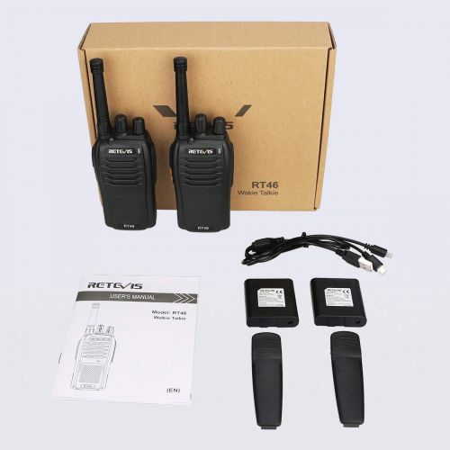  Retevis RT46 Walkie Talkies Dual Power FRS Rechargeable Long Range Two Way Radios Battery and Charger Included (10 Pack)