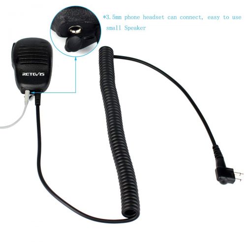  Retevis Shoulder Speaker Micphone 2 Pin Walkie Talkies Mic 3.5mm Audio Jack for Motorola CP200 GP300 GP2000 P100 CP100 CLS1110 2 Way Radio (10 Pack)