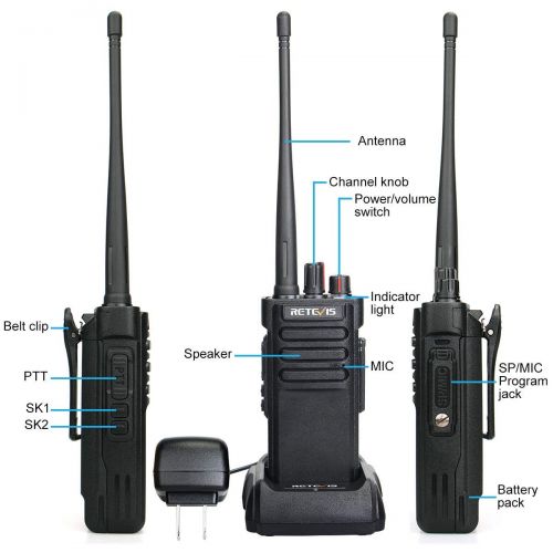  Retevis RT29 2 Way Radio Long Range UHF 3200mAh VOX Encryption Security High Power Outdoor Walkie Talkies with Headsets G Shape(Black, 2 Pack)