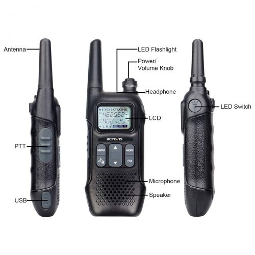  Retevis RT16 Walkie Talkie Rechargeable Small FM FRS Radios 121 Privacy Codes 22 Ch Security Two-Way Radio for Adults with NOAA Weather Alert(4 Pack)