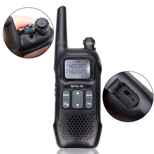  Retevis RT16 Walkie Talkie Rechargeable Small FM FRS Radios 121 Privacy Codes 22 Ch Security Two-Way Radio for Adults with NOAA Weather Alert(4 Pack)