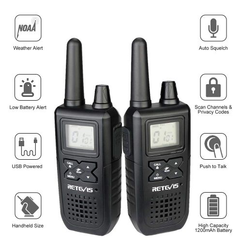  Retevis RT41 Walkie Talkie Rechargeable FRS VOX Roger Beep LCD 10 Call Tone NOAA Weather Alert Security Business Two-way Radio with Earpiece (10 Pack)