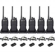 Retevis RT17 6 Pack Walkie Talkies Rechargeable Two-way Radio Handsfree VOX Encryption 2 Way Radios with Earpieces Headsets