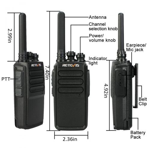  Retevis RT28 Walkie Talkies 4 Pack VOX Hand Free FRS 16 Channels Emergency Rechargeable Two-Way Radios Long Range with Earpiece Headset 2 Pin