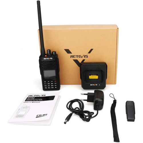  Retevis RT52 GPS DMR Radios Dual Band Digital Two Way Radio Dual PTT DMR 4000 Channel Emergency FM UHF VHF Ham Radio (Black 1 Pack)