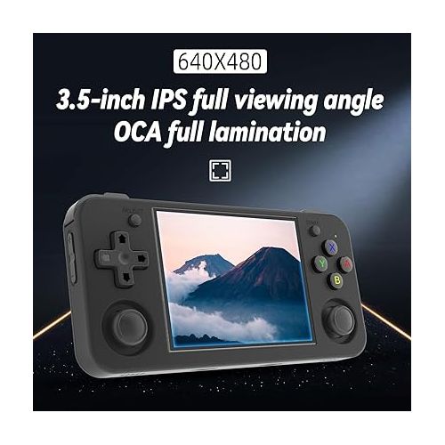  RG35XX H Retro Handheld Game Console , 3.5 Inch IPS Screen Linux System 64GB StorageSupport HDMI TV Output 5G WiFi Bluetooth 4.2 (RG35XX H Black)