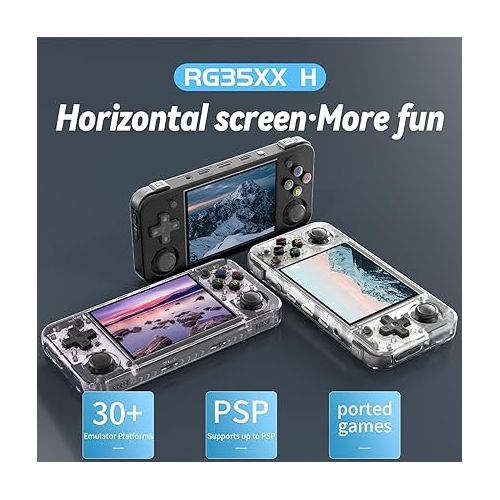  RG35XX H Retro Handheld Game Console , 3.5 Inch IPS Screen Linux System 64GB StorageSupport HDMI TV Output 5G WiFi Bluetooth 4.2 (RG35XX H Black)