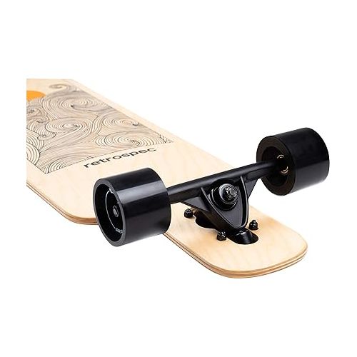  Retrospec Rift Drop-Through Longboard Skateboard Complete, Canadian Maple Wood Cruiser w/Drop-Through Trucks for Commuting, Cruising, Carving & Downhill Riding