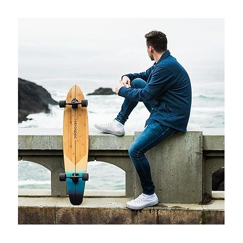  Retrospec Zed Cruiser & Pintail Longboard Skateboard Complete Cruiser | Bamboo & Canadian Maple Wood Cruiser w/Reverse Kingpin Trucks for Commuting, Cruising, Carving & Downhill Riding