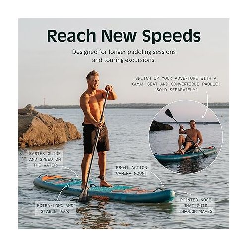  Retrospec Weekender Tour 11’6 Inflatable Stand Up Touring Paddle Board Includes Paddle, Pump and iSUP Accessories Puncture Resistant, Lightweight Inflatable Paddle Board