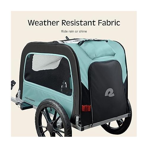  Retrospec Rover Waggin' Pet Bike Trailer - Small & Medium Sized Dogs Bicycle Carrier - Foldable Frame with 16 Inch Wheels - Non-Slip Floor & Internal Leash