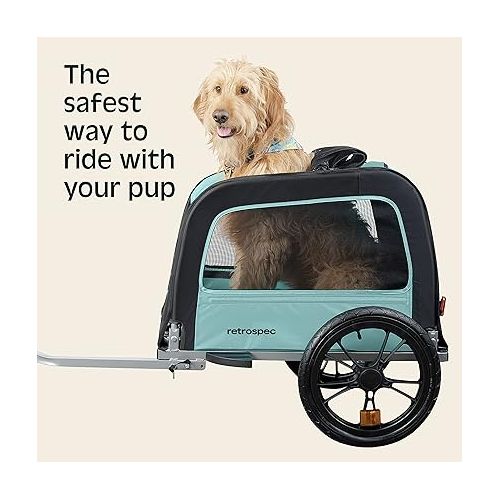  Retrospec Rover Waggin' Pet Bike Trailer - Small & Medium Sized Dogs Bicycle Carrier - Foldable Frame with 16 Inch Wheels - Non-Slip Floor & Internal Leash