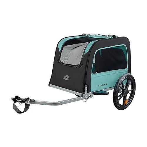  Retrospec Rover Waggin' Pet Bike Trailer - Small & Medium Sized Dogs Bicycle Carrier - Foldable Frame with 16 Inch Wheels - Non-Slip Floor & Internal Leash