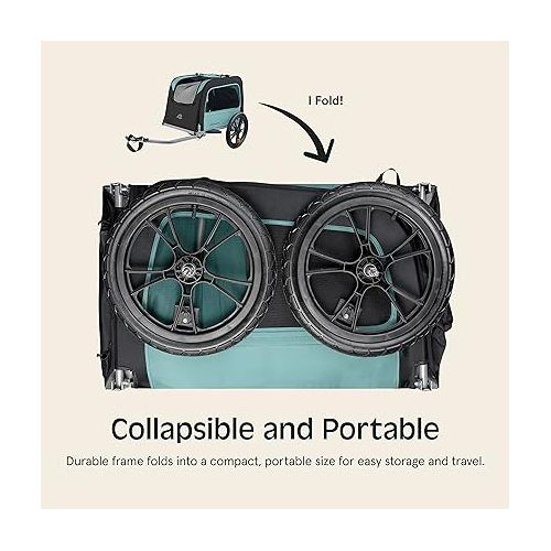  Retrospec Rover Waggin' Pet Bike Trailer - Small & Medium Sized Dogs Bicycle Carrier - Foldable Frame with 16 Inch Wheels - Non-Slip Floor & Internal Leash