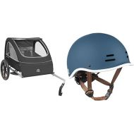 Retrospec Rover Kids Bicycle Trailer - Single & Double Passenger Children’s Foldable/Collapsible & Remi Kids' Bike Helmet for Youth Boys & Girls- Bicycle Helmet with Built-in Visor