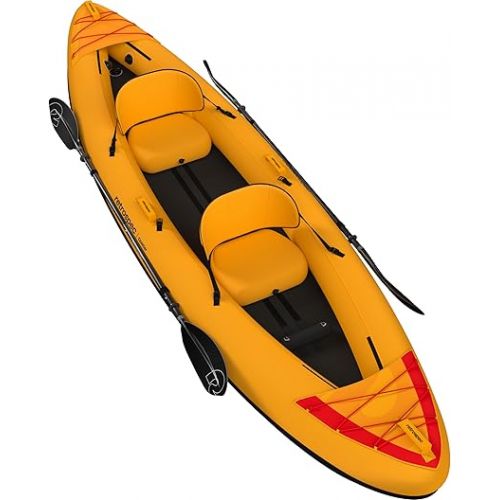  Retrospec Coaster Tandem Inflatable Kayak - 2 Person Inflatable Kayak for Adults, 500lb Weight Capacity, Puncture Resistant, Lightweight 2 Person Kayak with Adjustable Seats Paddle & Pump