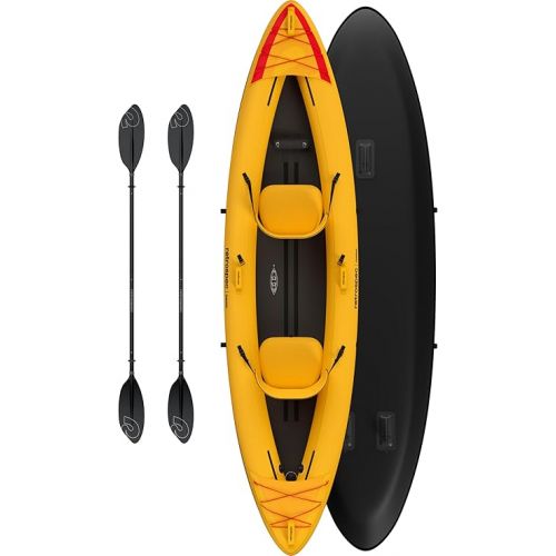  Retrospec Coaster Tandem Inflatable Kayak - 2 Person Inflatable Kayak for Adults, 500lb Weight Capacity, Puncture Resistant, Lightweight 2 Person Kayak with Adjustable Seats Paddle & Pump