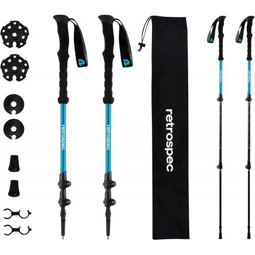  Retrospec Solstice Trekking & Ski Poles for Men & Women - Aluminum w/ Cork or Foam Grip - Adjustable & Collapsible Lightweight Hiking, Walking & Skiing Sticks