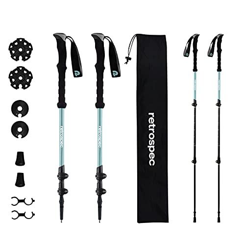  Retrospec Solstice Trekking & Ski Poles for Men & Women - Aluminum w/ Cork or Foam Grip - Adjustable & Collapsible Lightweight Hiking, Walking & Skiing Sticks