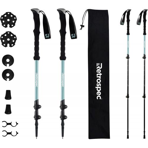  Retrospec Solstice Trekking & Ski Poles for Men & Women - Aluminum w/ Cork or Foam Grip - Adjustable & Collapsible Lightweight Hiking, Walking & Skiing Sticks