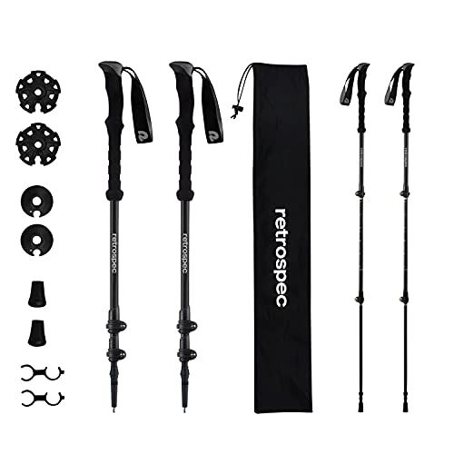  Retrospec Solstice Trekking & Ski Poles for Men & Women - Aluminum w/ Cork or Foam Grip - Adjustable & Collapsible Lightweight Hiking, Walking & Skiing Sticks