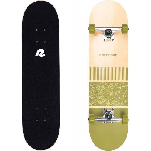  Retrospec Alameda Skateboard Complete Canadian Maple Wood Deck w/ 5.5 Inch Aluminum Alloy Trucks for Commuting, Cruising, Carving & Downhill Riding