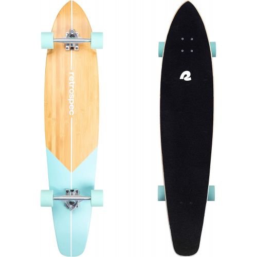  Retrospec Zed Longboard Skateboard Complete Cruiser Bamboo & Canadian Maple Wood Cruiser w/ Reverse Kingpin Trucks for Commuting, Cruising, Carving & Downhill Riding