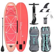 Retrospec Weekender-Yogi 10 Extra Wide Inflatable Stand Up Paddleboard Triple Layer Military Grade PVC iSUP Bundle w/ paddle board carrying case, aluminum paddle, removable fins, p