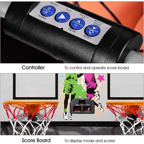  ReunionG Electronic Basketball Game, Indoor Basketball Arcade Game Double Shot 2 Players with 2 Rims 4 Balls