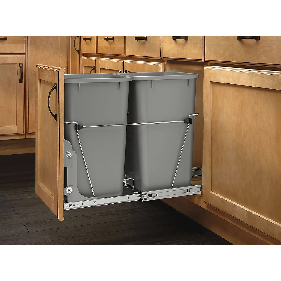  Rev-A-Shelf Double Pull-Out Waste Containers in Metallic Silver