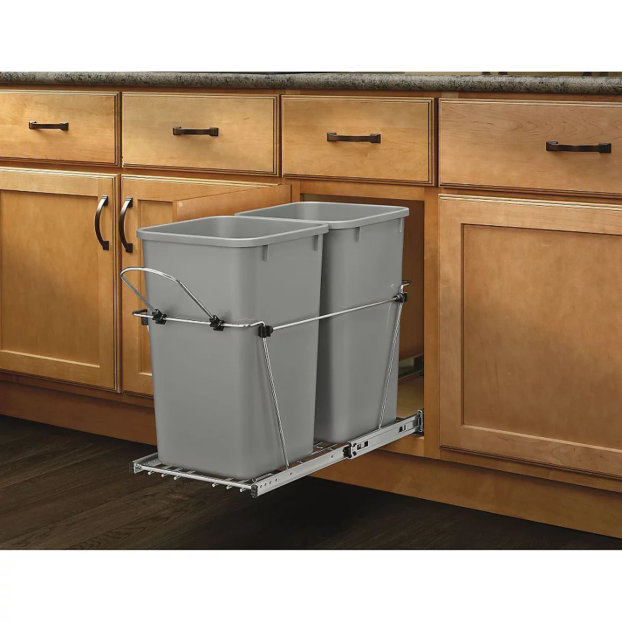  Rev-A-Shelf Double Pull-Out Waste Containers in Metallic Silver