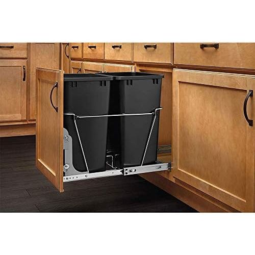  [아마존베스트]Rev-A-Shelf RV-18KD-18C S Double 35 Quart Sliding Pull Out Waste Bin Container