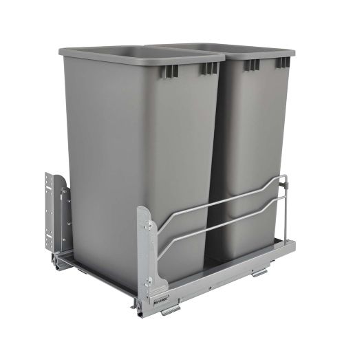  Rev-A-Shelf 53WC-2150SCDM-217 Double 50-Quart Undermount Kitchen Cabinet Pullout Waste Containers with Soft Close, Gray