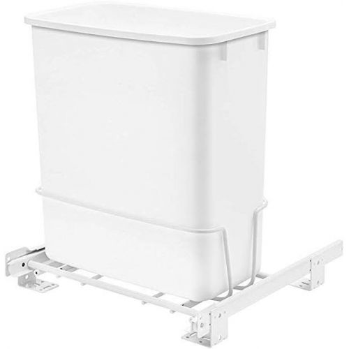  Rev-A-Shelf RV-814PB 20-Quart Undermount Vanity Kitchen Cabinet Pullout Waste Container, White