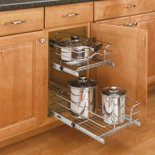  Rev-A-Shelf 5WB2-0918-CR Base Cabinet Pullout 2 Tier Wire Basket Reduced Depth Sink & Base Accessories, 9 W x 18 D-Inches