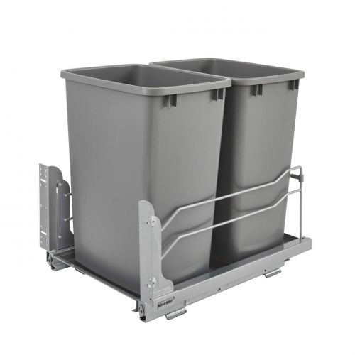  Rev-A-Shelf 53WC-1835SCDM-217 Double 35 Quart Undermount Kitchen Cabinet Pullout Waste Container with Soft Close, Gray
