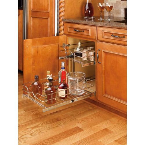  Rev-A-Shelf 5WB2-1522-CR 15 x 22 Inch Two-Tier Kitchen Organization Cabinet Pull Out Storage Wire Basket, Chrome