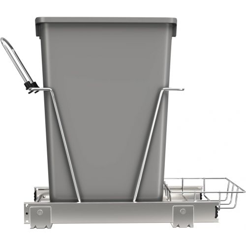  Rev-A-Shelf RV-12KD-17C S Single 35-Quart Sliding Pull Out Kitchen Cabinet Waste Bin Container, Gray