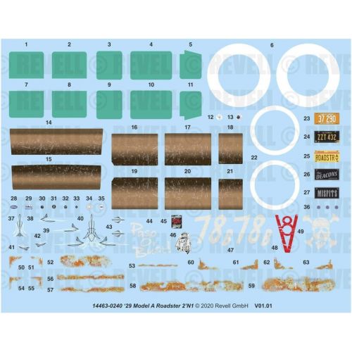  Revell 14463 Model A Roadster Calif Wheels, Multi Colour